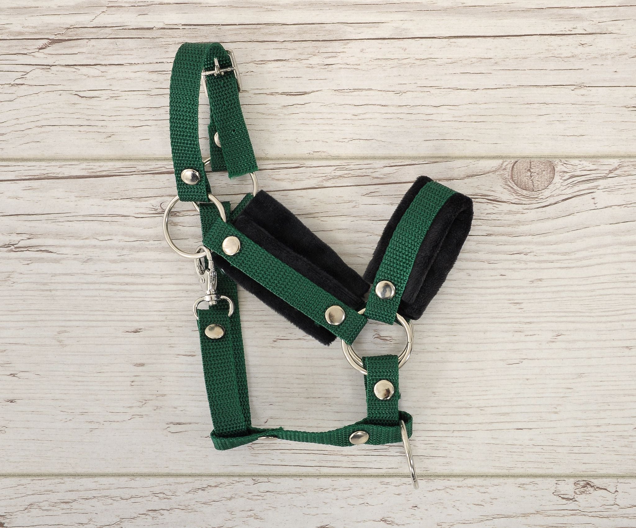 The adjustable halter for Hobby Horse A3 - khaki with black furry