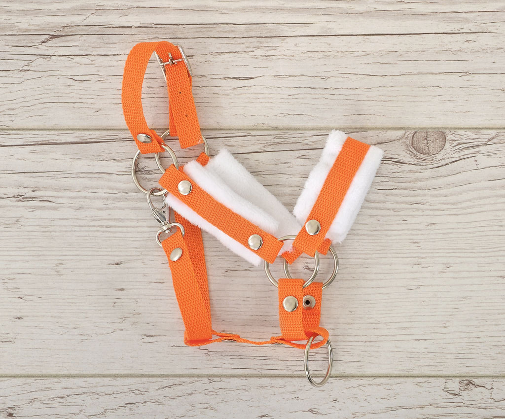 The adjustable halter for Hobby Horse A3 - orange with white furry
