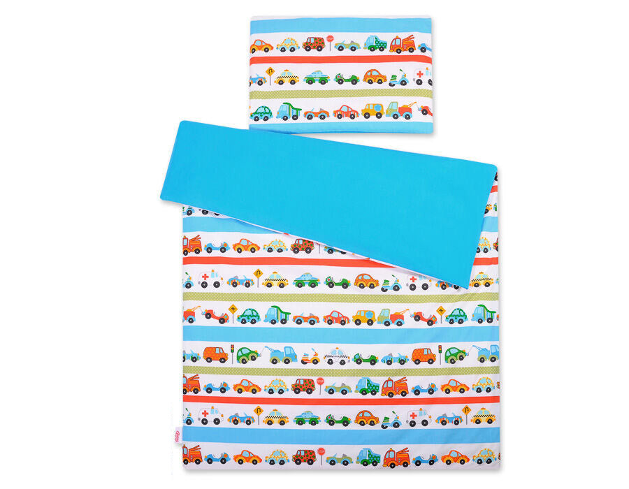 Baby cotton bedding set 2-pcs 135x100 cm- retro cars