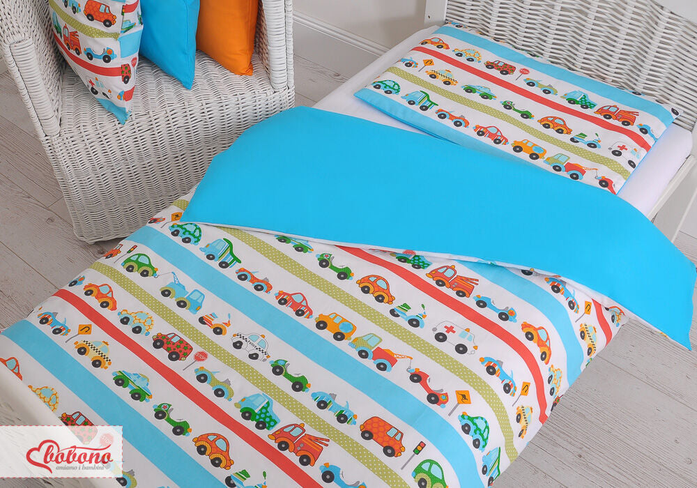 Baby cotton bedding set 2-pcs 135x100 cm- retro cars