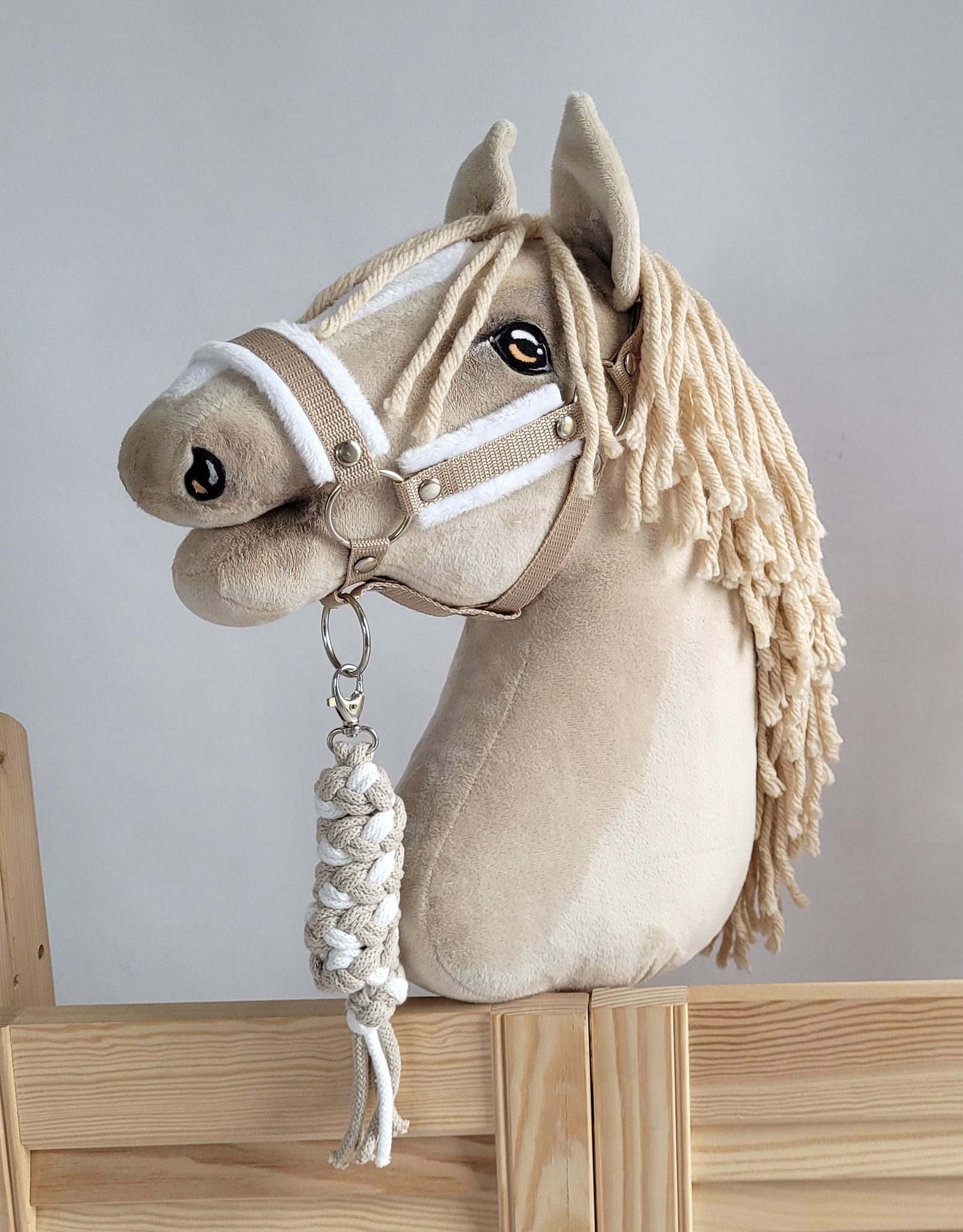 Tether for Hobby Horse made of double-twine cord - white-beige