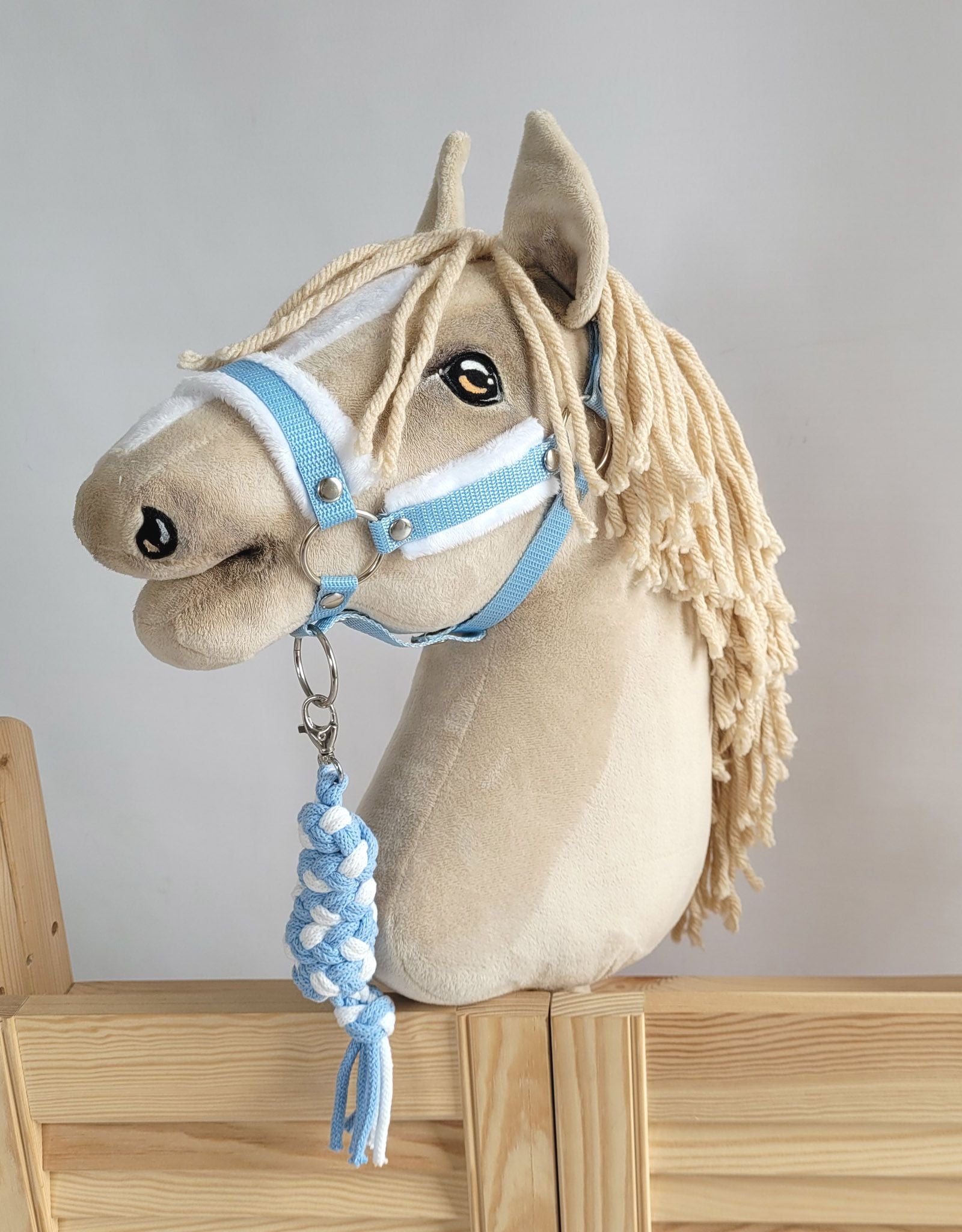 Tether for Hobby Horse made of double-twine cord - white-light blue