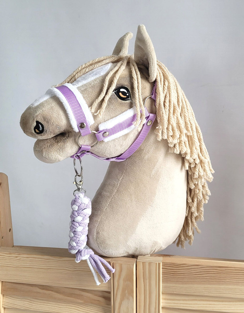 Tether for Hobby Horse made of double-twine cord - white-purple