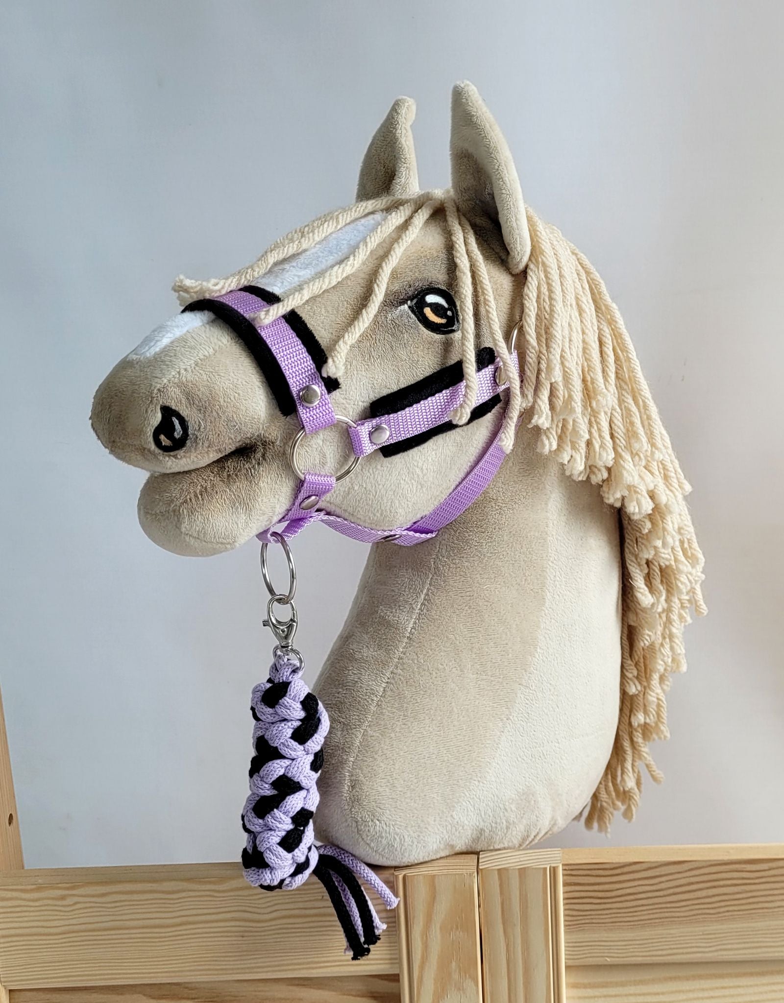 Tether for Hobby Horse made of double-twine cord - black-purple