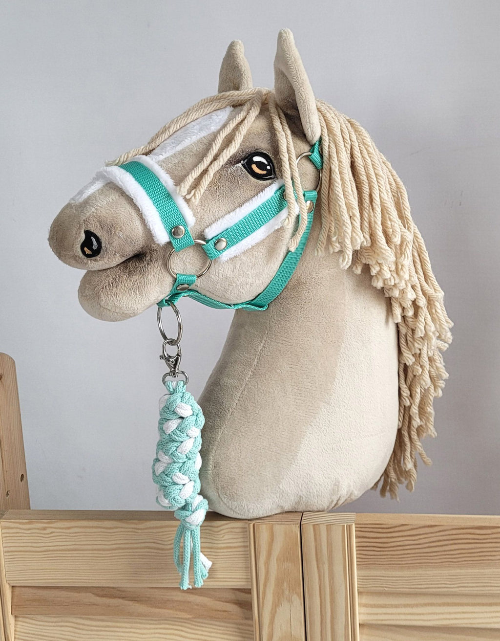 Tether for Hobby Horse made of double-twine cord - white-mint