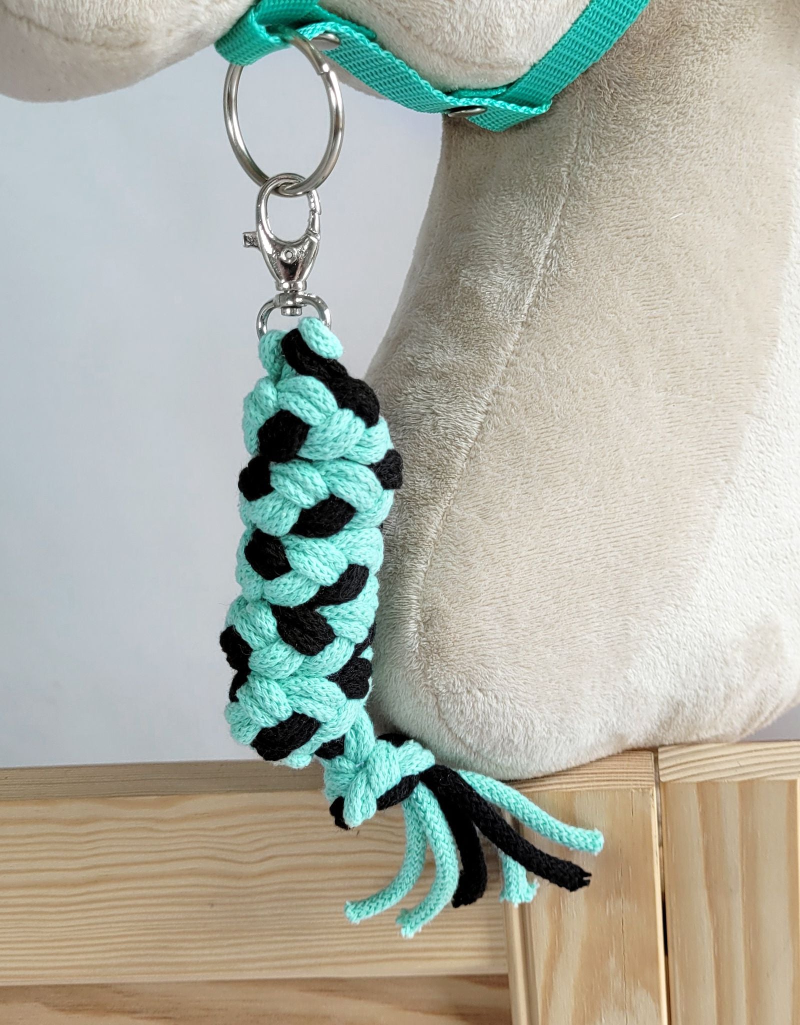 Tether for Hobby Horse made of double-twine cord - black-mint