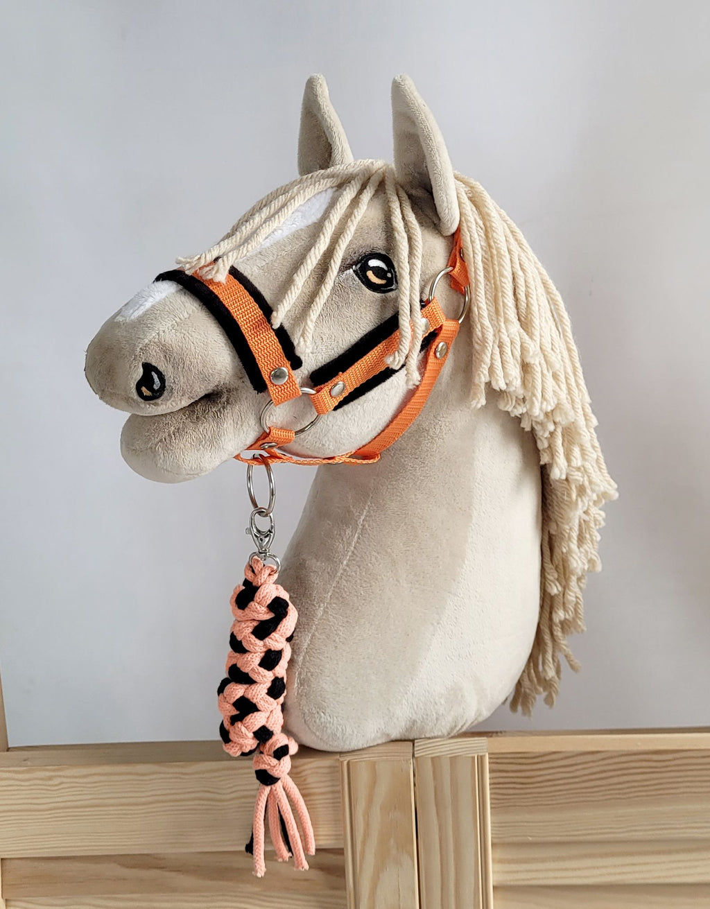 Tether for Hobby Horse made of double-twine cord - black-orange