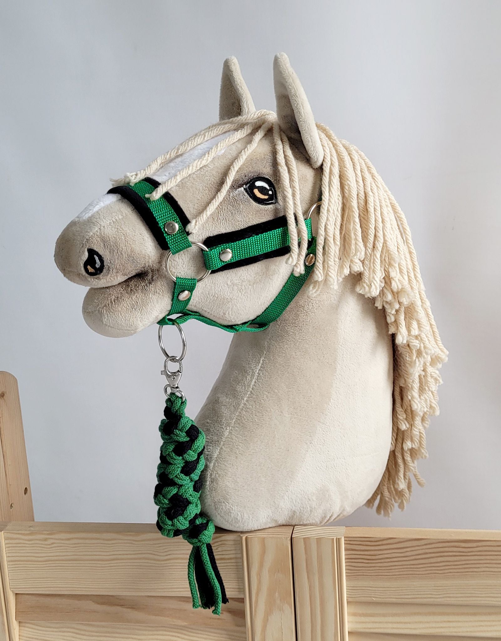 Tether for Hobby Horse made of double-twine cord - black-green