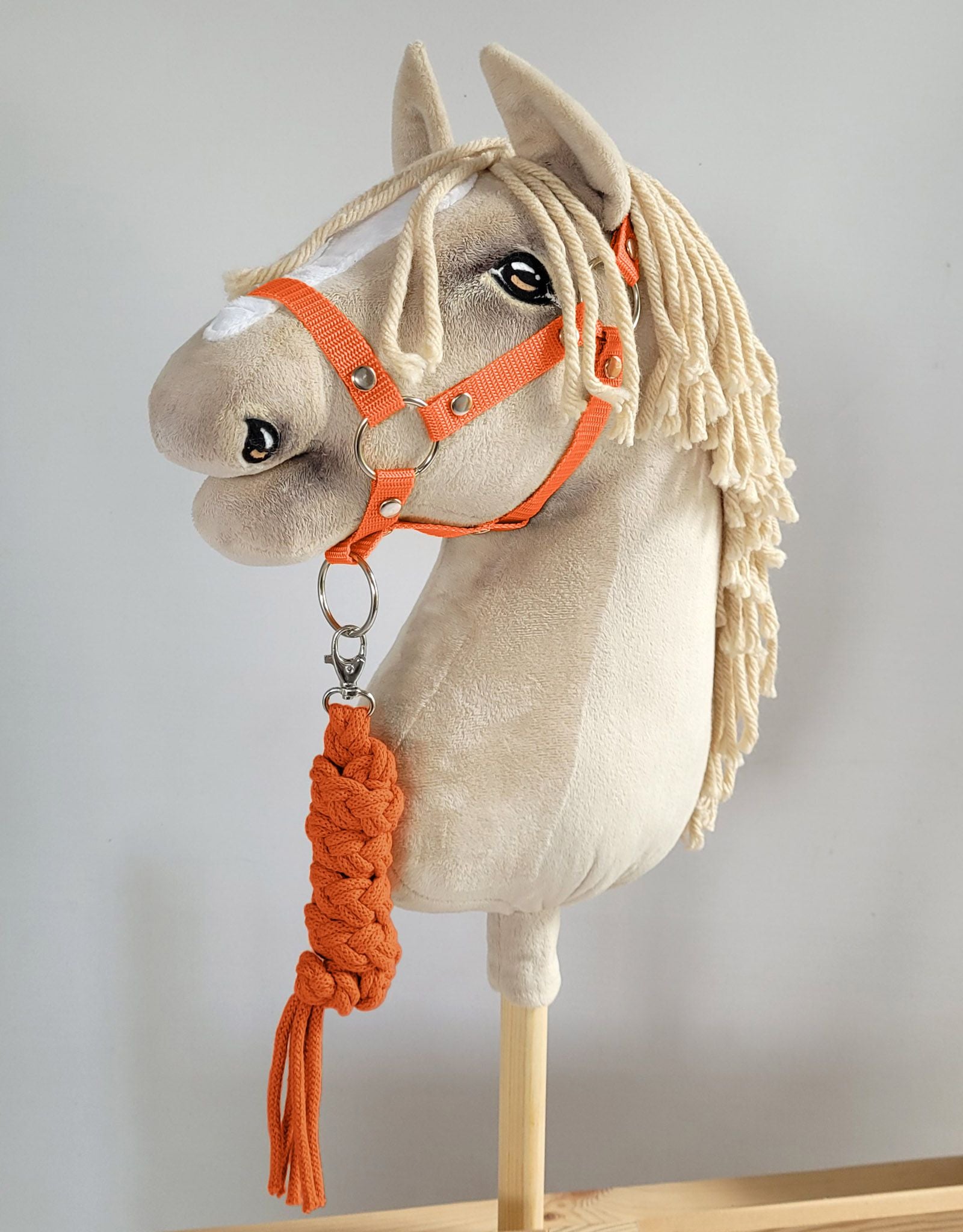 Set for Hobby Horse: the halter A3 + Tether made of cord - orange