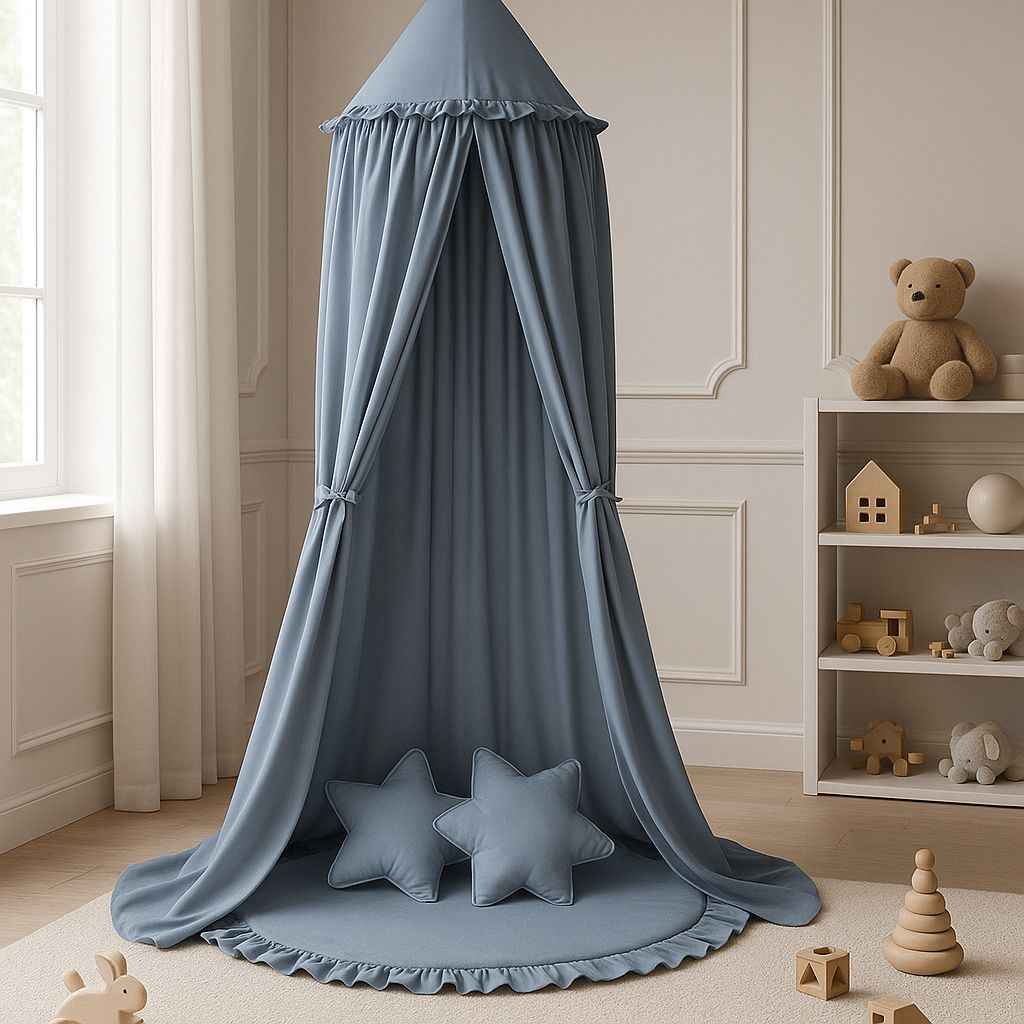 Hanging cotton canopy for children's room  - pastel blue