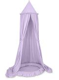 Set: Hanging baldachin for children's room cotton + nest with flounce- lila