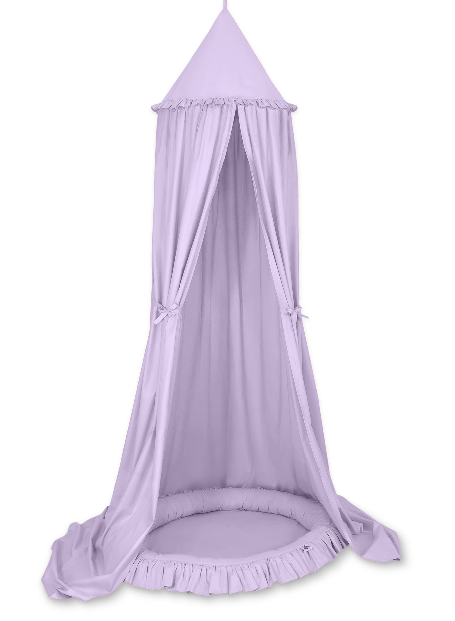 Set: Hanging baldachin for children's room cotton + nest with flounce- lila