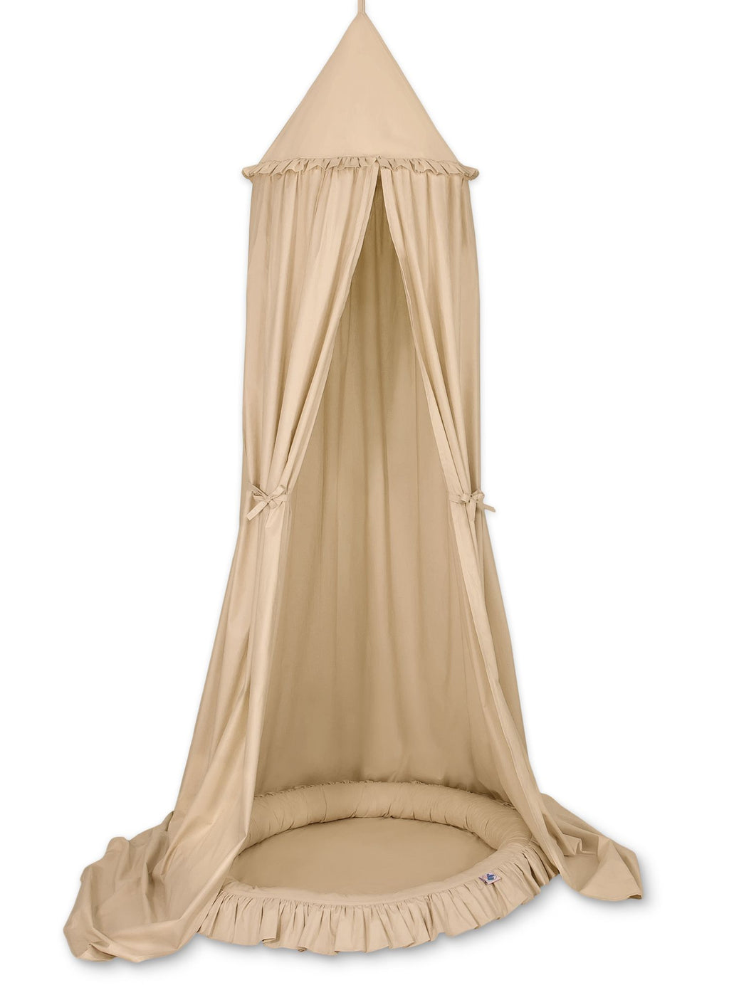Set: Hanging baldachin for children's room cotton + nest with flounce - beige