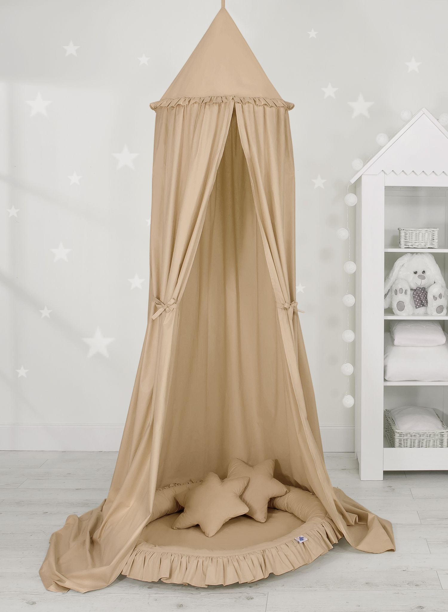 Hanging cotton canopy for children's room - beige