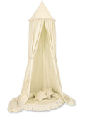 Set: Hanging baldachin for children's room cotton + nest with flounce + pillows - cream
