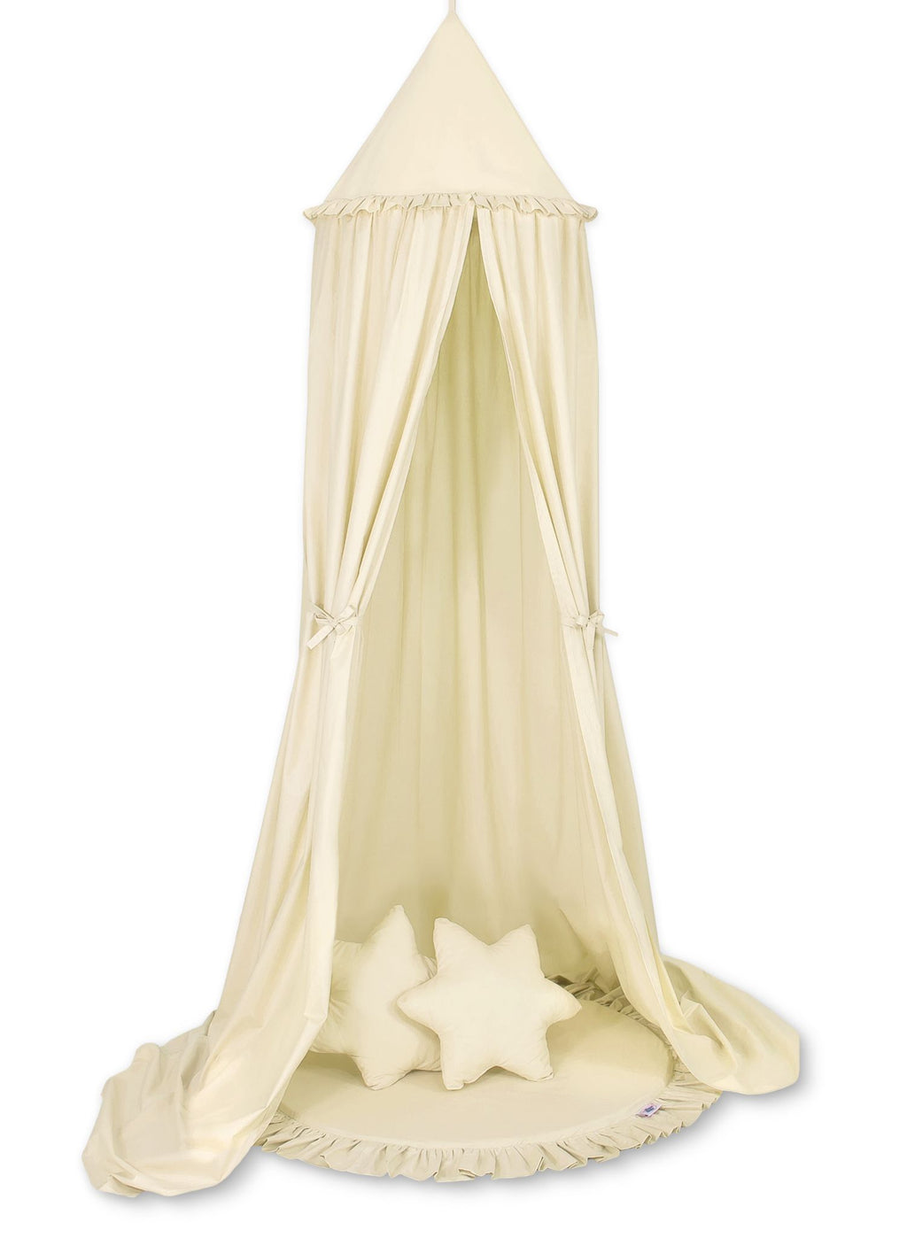 Set: Hanging baldachin for children's room cotton + Floor play mat + pillows - cream
