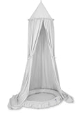 Set: Hanging baldachin for children's room cotton + nest with flounce - gray