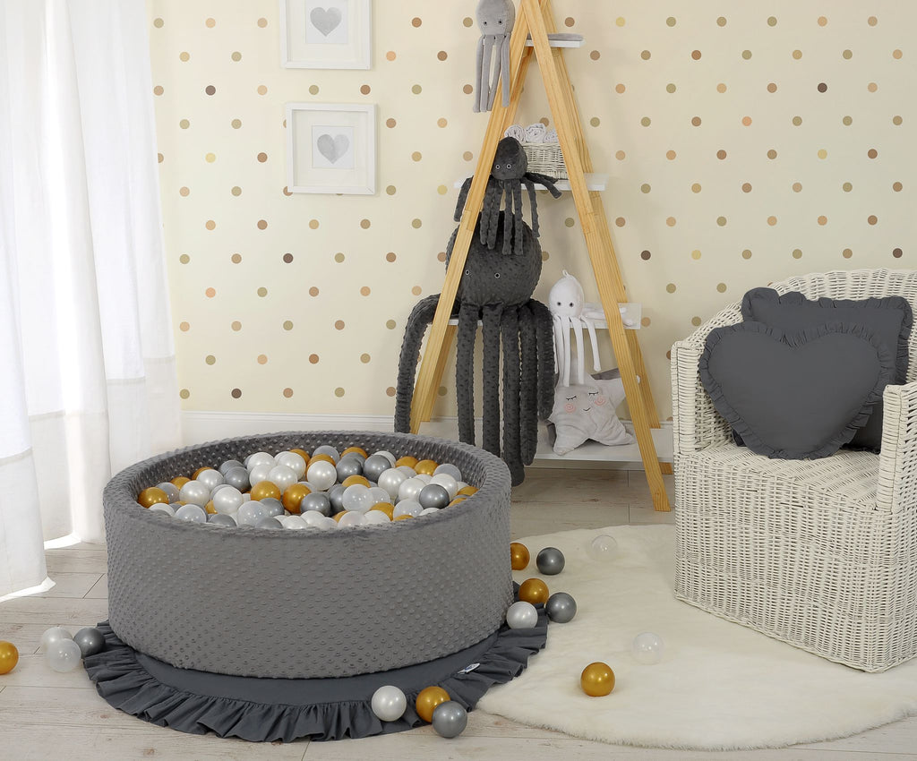 Ball-pit minky H-30 cm with balls 200pcs- dark gray