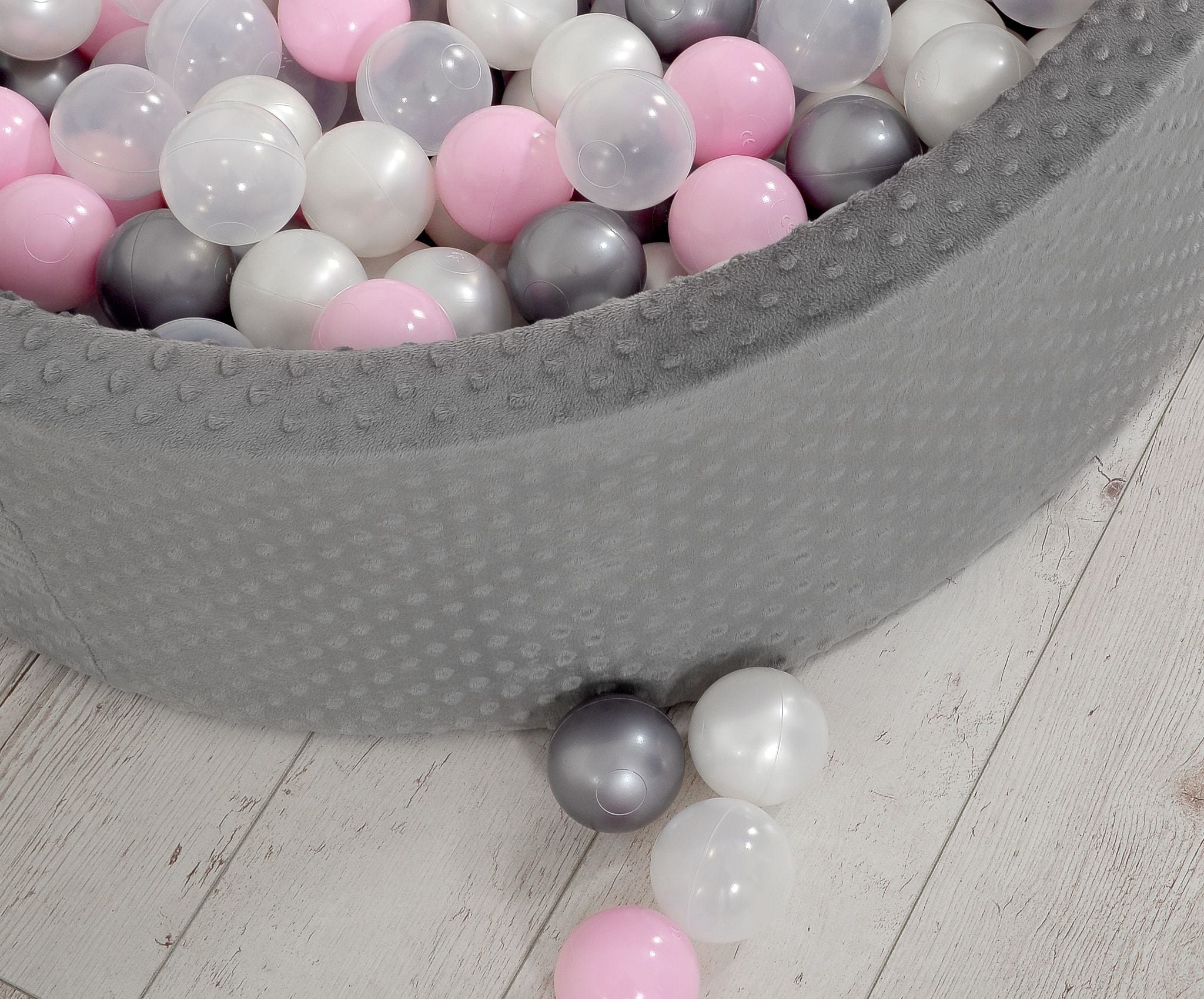 Ball-pit minky H-30 cm with balls 300pcs - dark grey