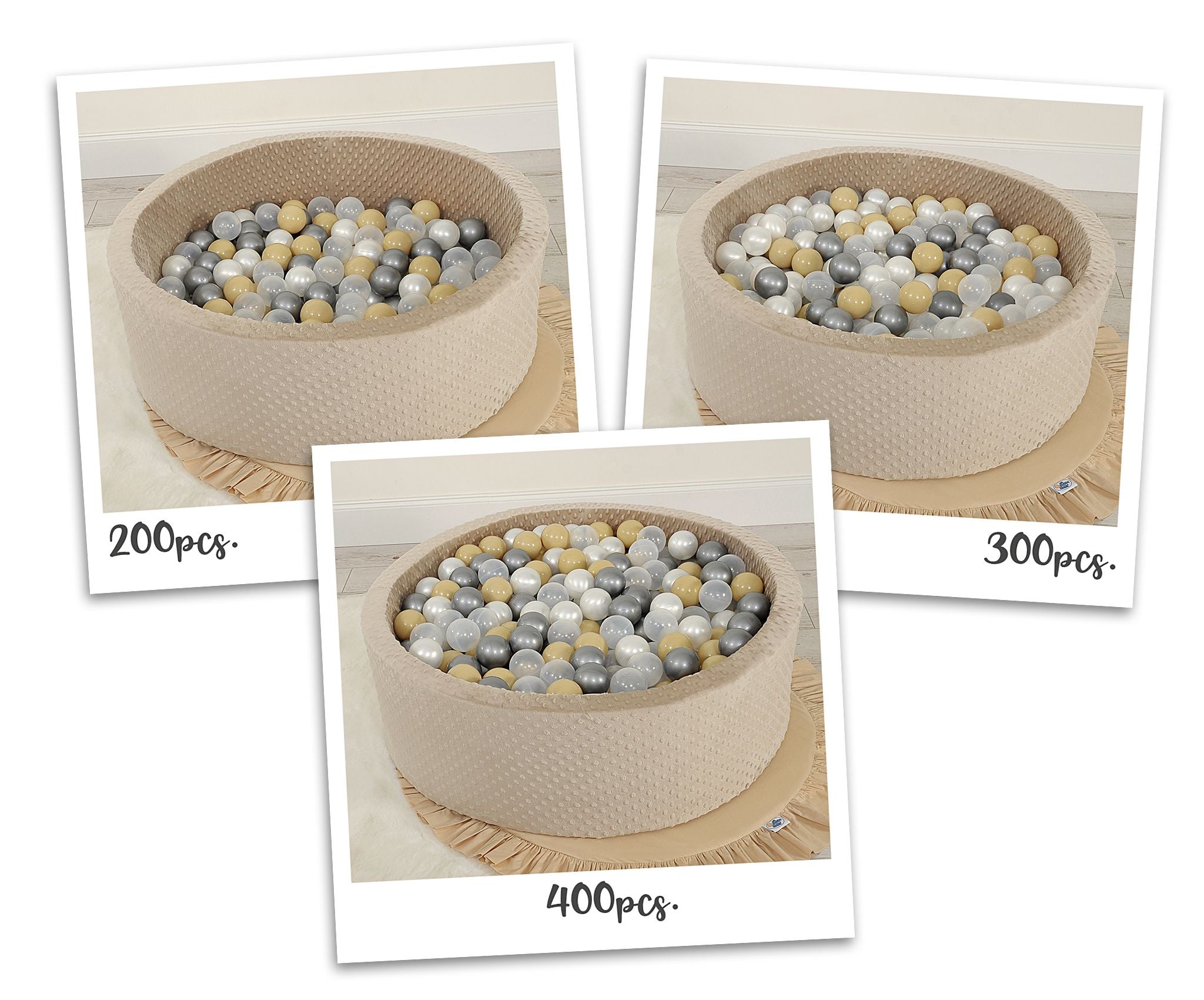 Ball-pit minky H-30 cm with balls 200pcs- beige