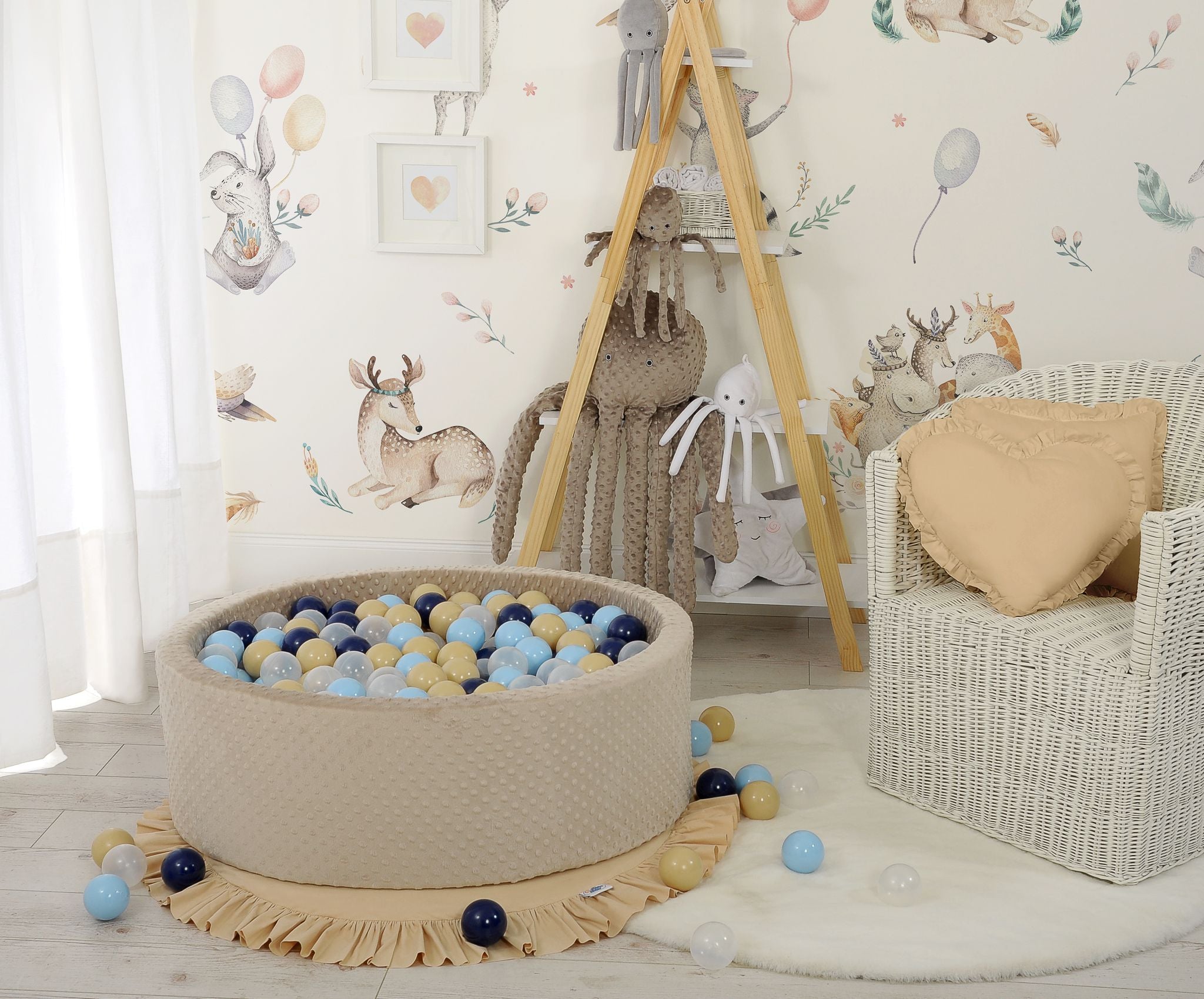 Ball-pit minky H-30 cm with balls 200pcs- beige