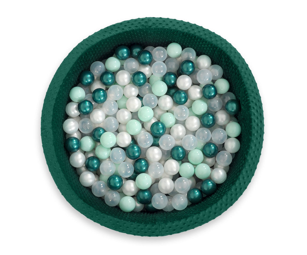 Ball-pit minky H-30 cm with balls 300pcs - bottle green