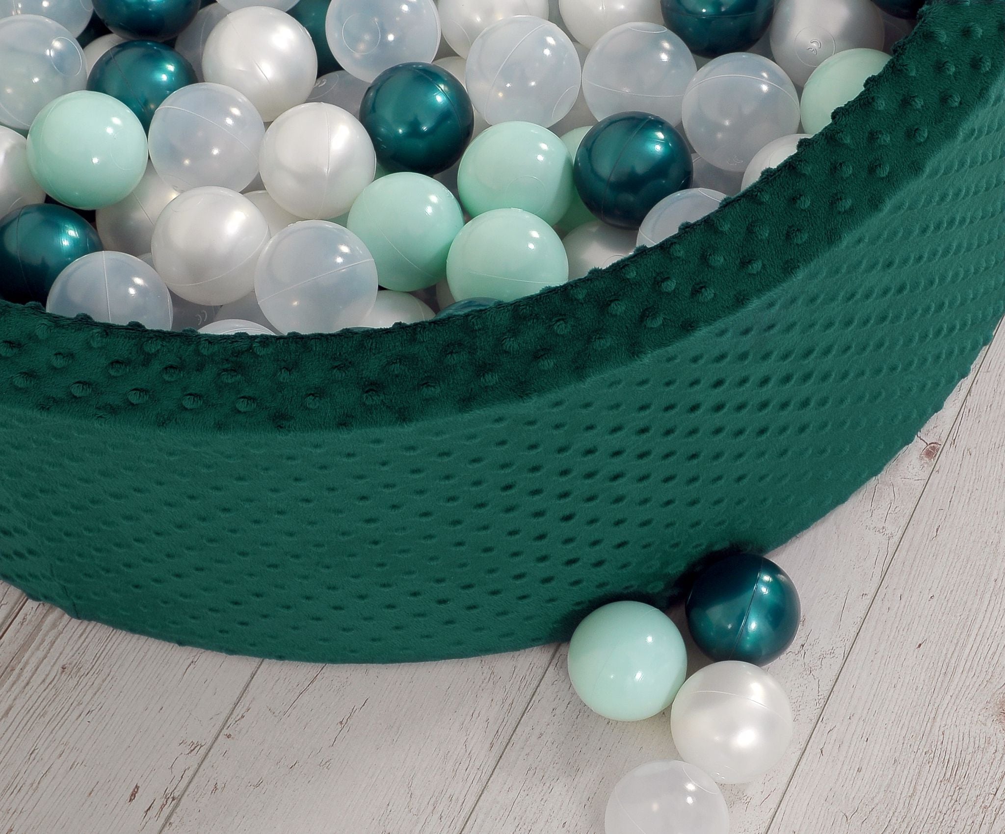 Ball-pit minky H-30 cm with balls 300pcs - bottle green