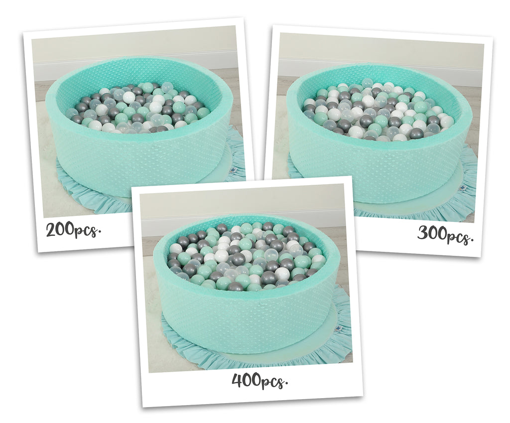 Ball-pit minky H-30 cm with balls 300pcs - mint