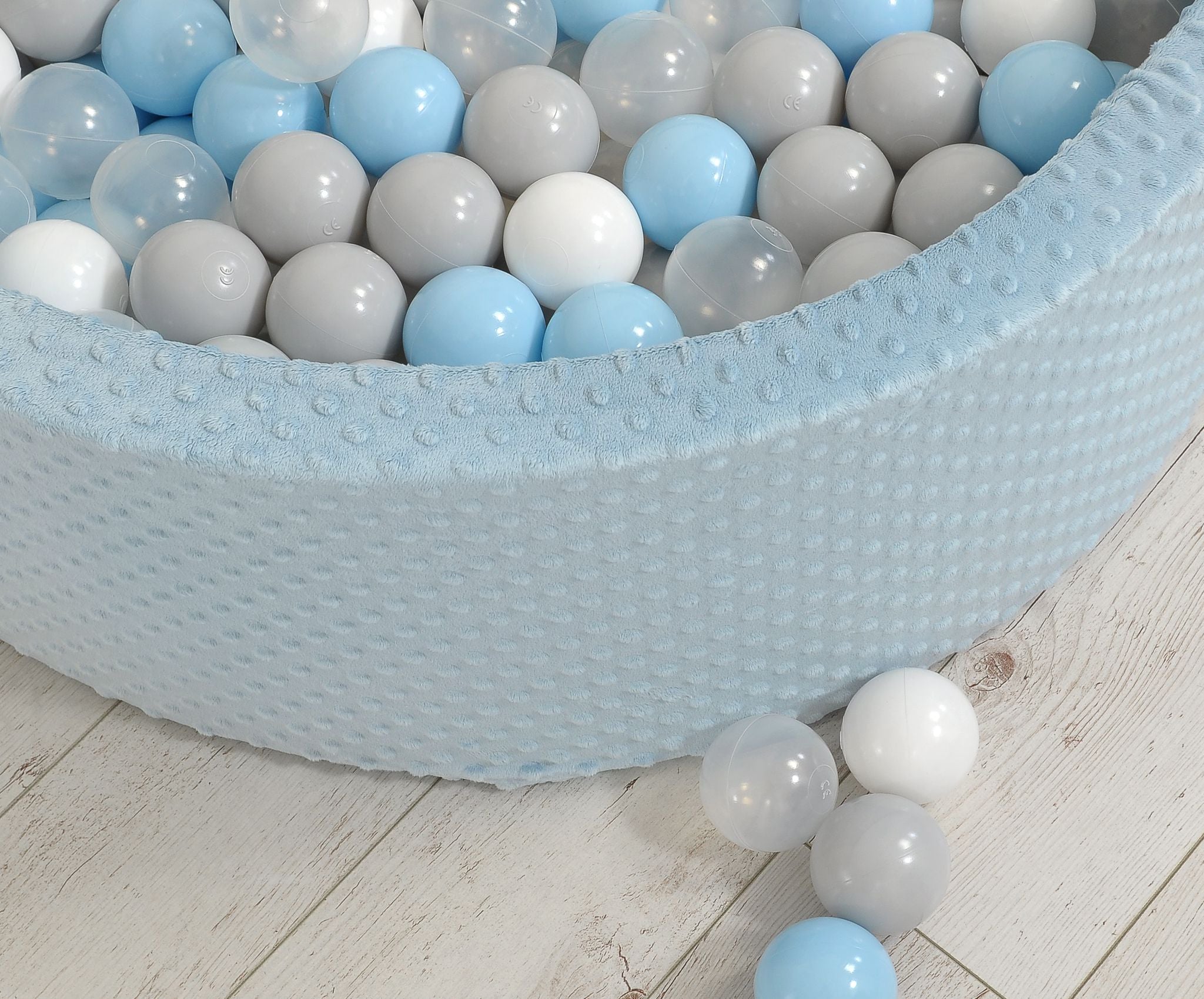 Ball-pit minky H-30 cm with balls 300pcs - misty blue