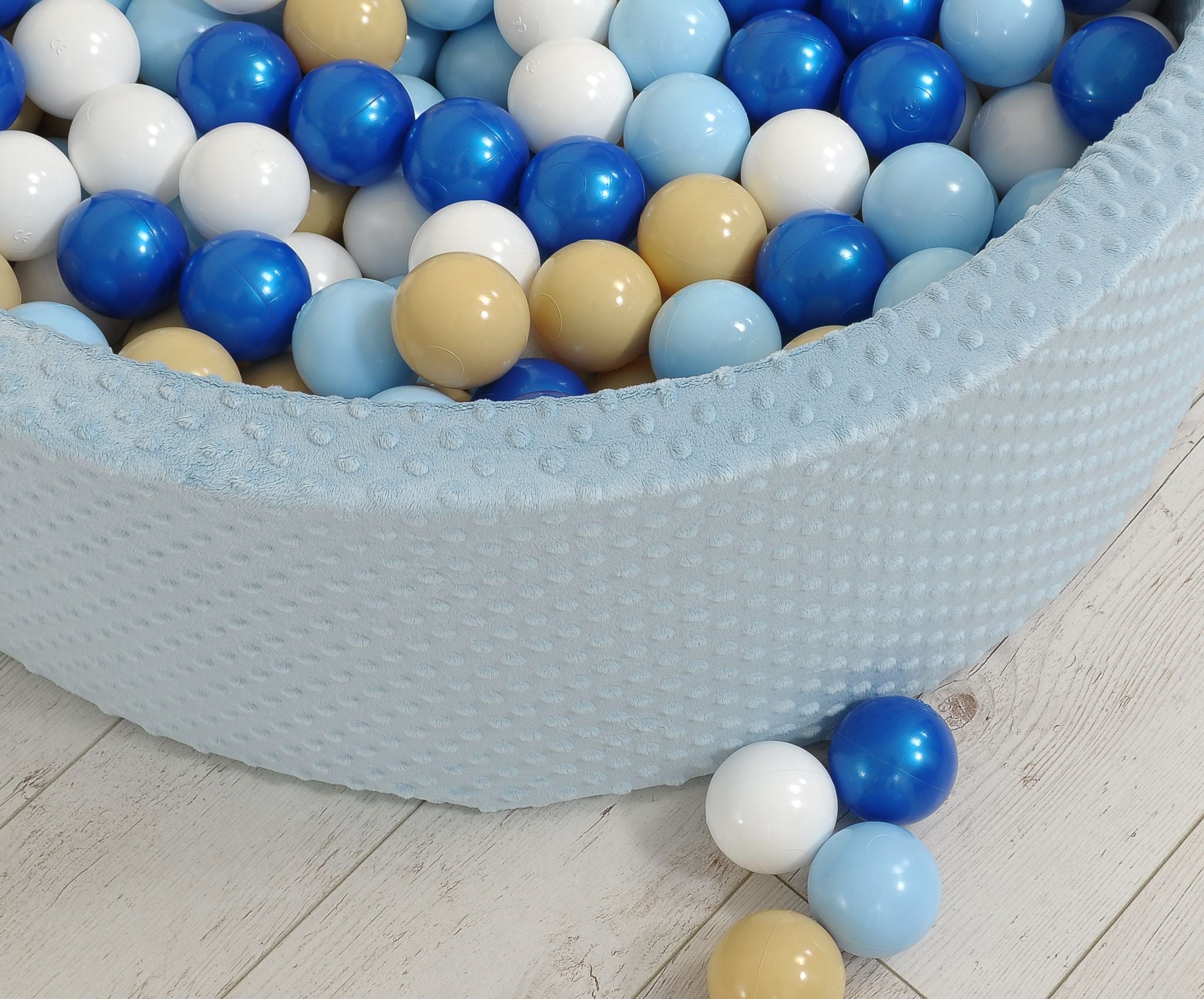 Ball-pit minky H-30 cm with balls 200pcs- misty blue