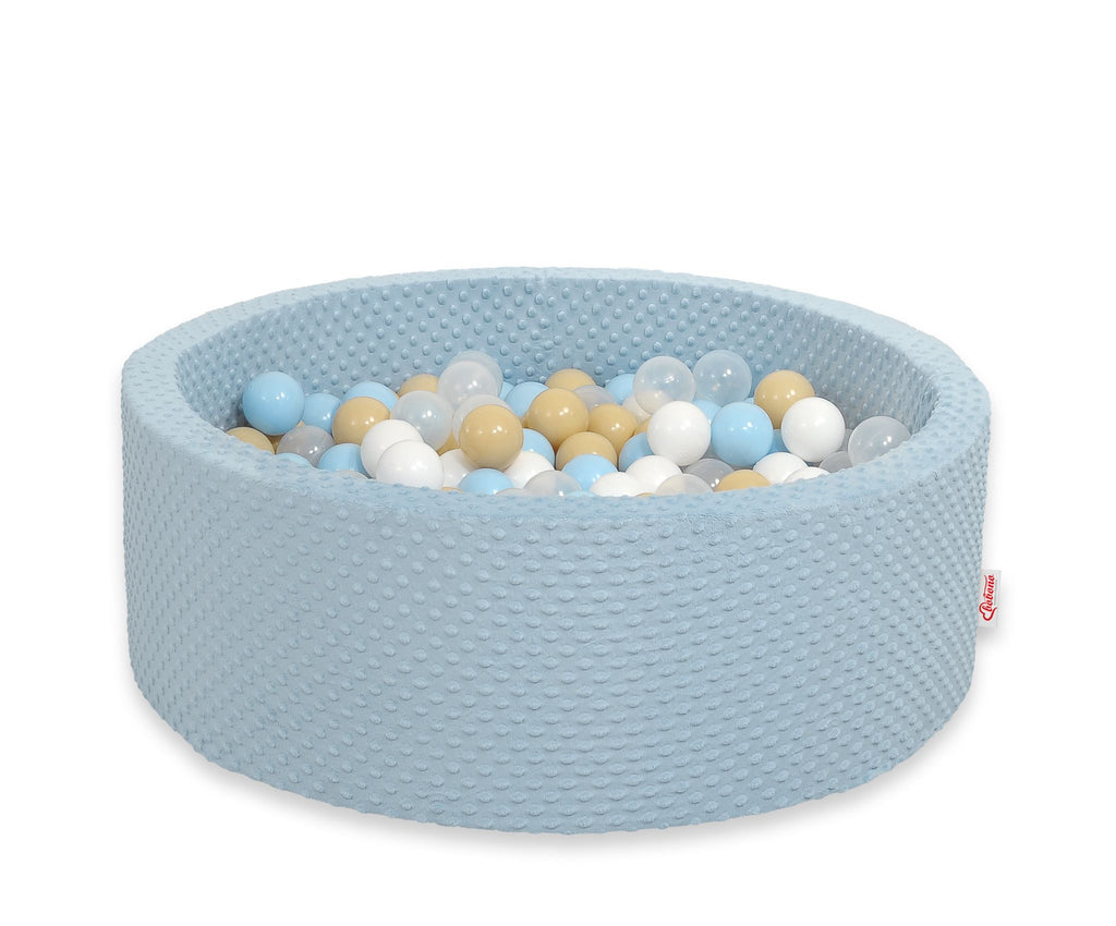 Ball-pit minky H-30 cm with balls 300pcs - misty blue