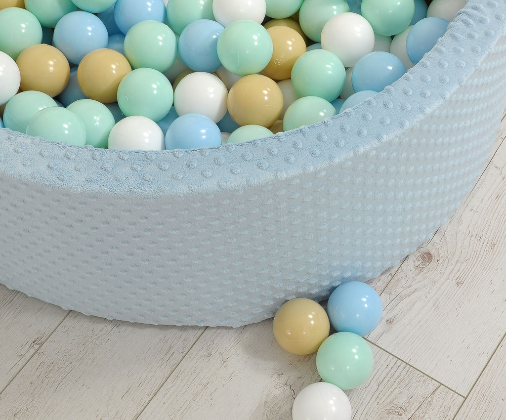 Ball-pit minky H-30 cm with balls 300pcs - misty blue