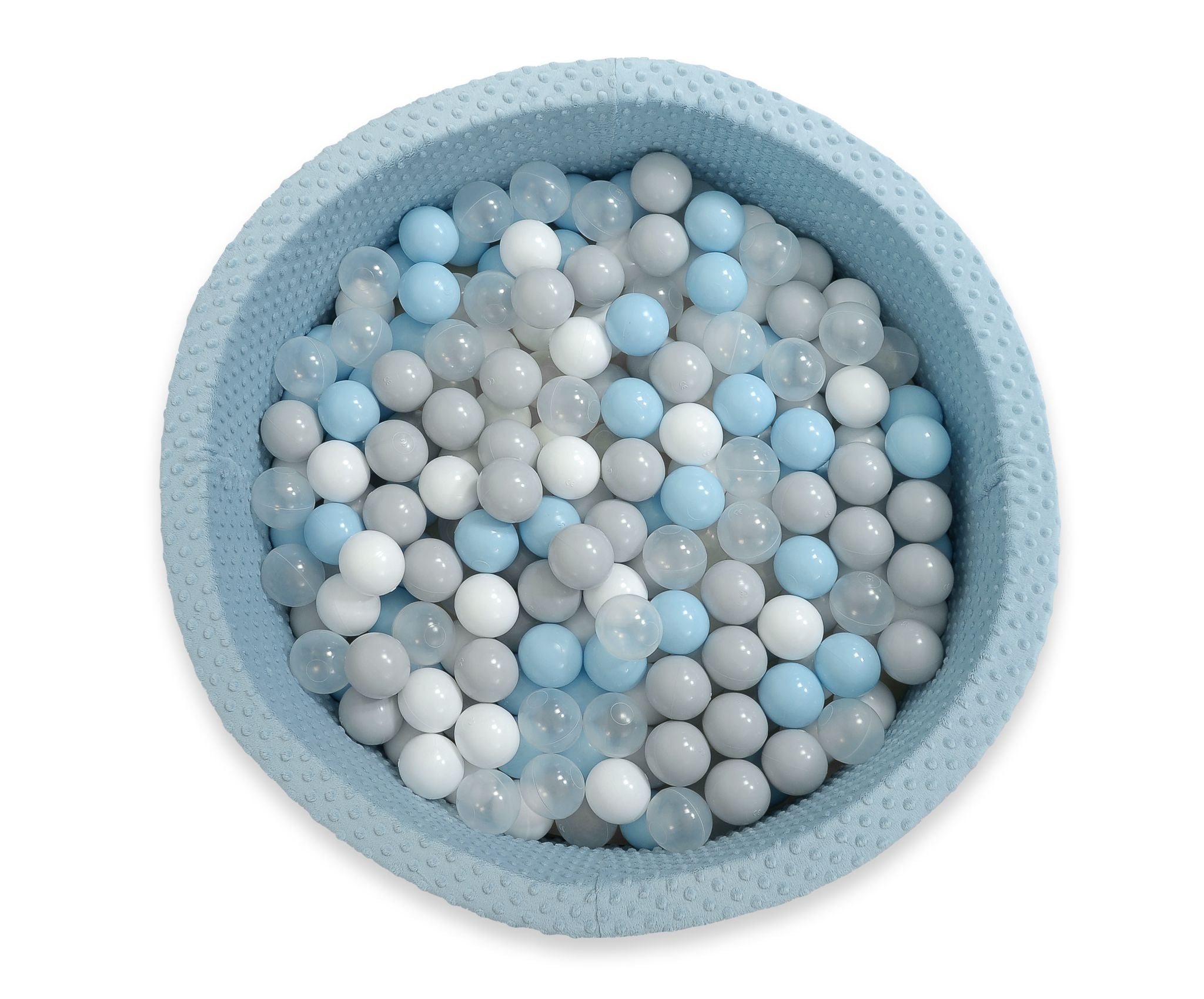 Ball-pit minky H-30 cm with balls 300pcs - misty blue