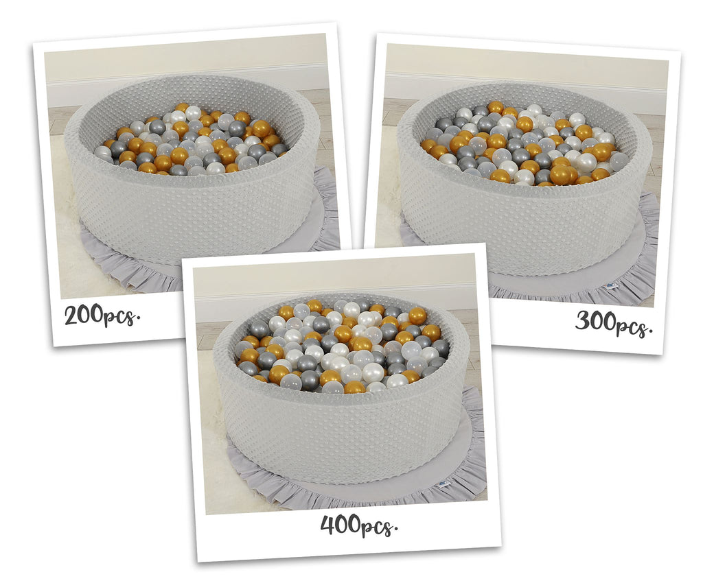 Ball-pit minky H-30 cm with balls 300pcs - grey