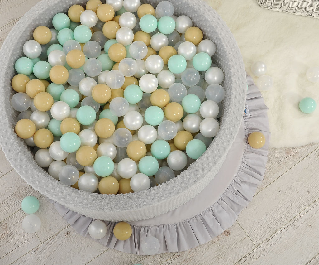 Ball-pit minky H-30 cm with balls 200pcs- gray