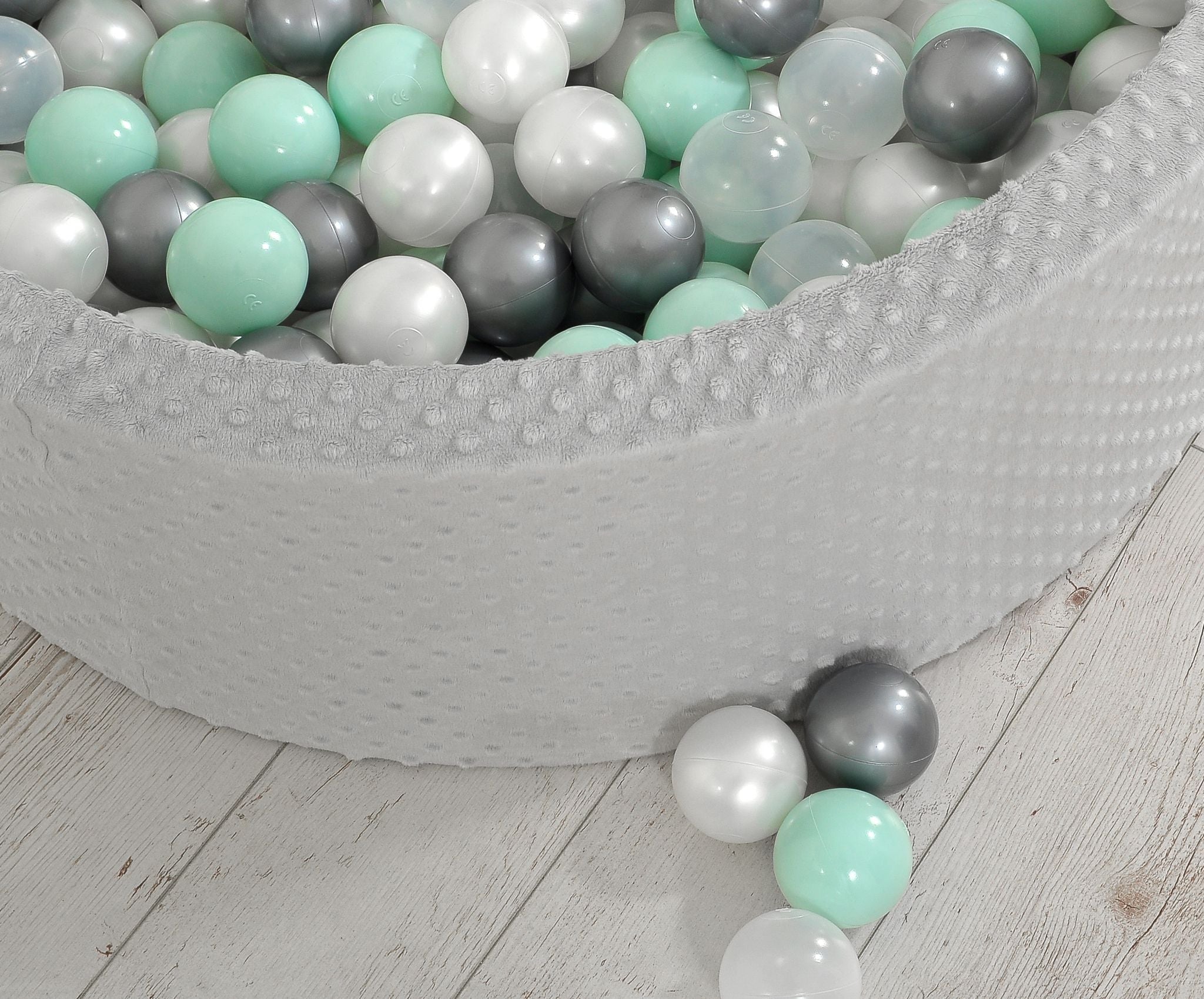 Ball-pit minky H-30 cm with balls 300pcs - grey