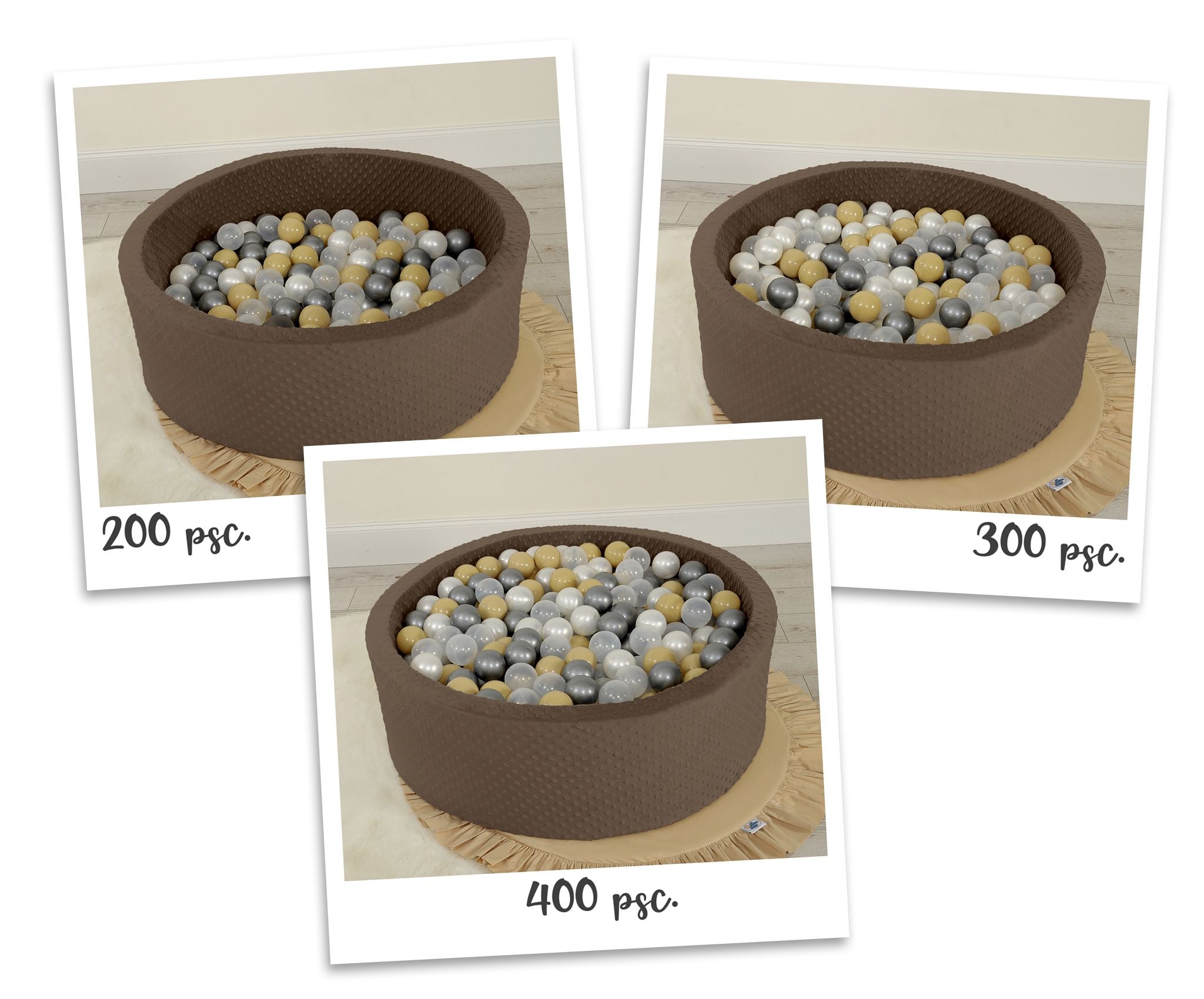 Ball-pit minky H-30 cm with balls 300pcs - chocolate
