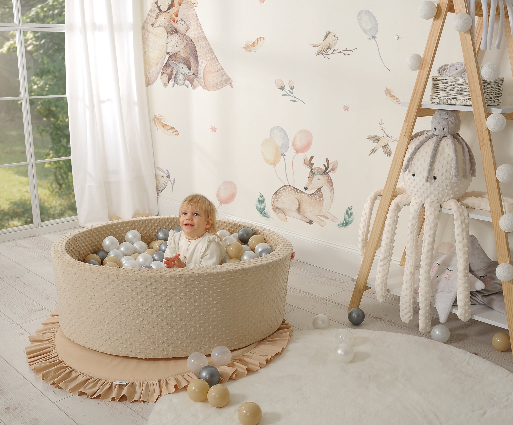 Ball-pit minky H-30 cm with balls 200pcs- blush