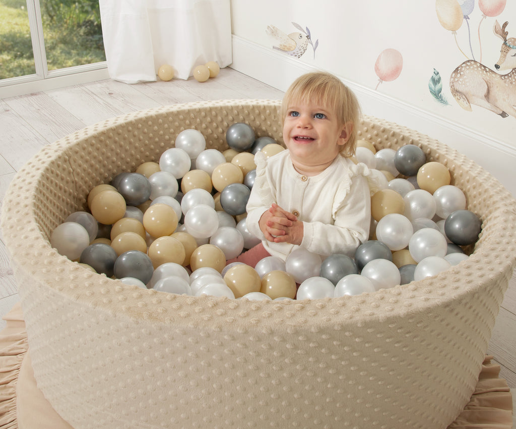 Ball-pit minky H-30 cm with balls 200pcs- dark gray