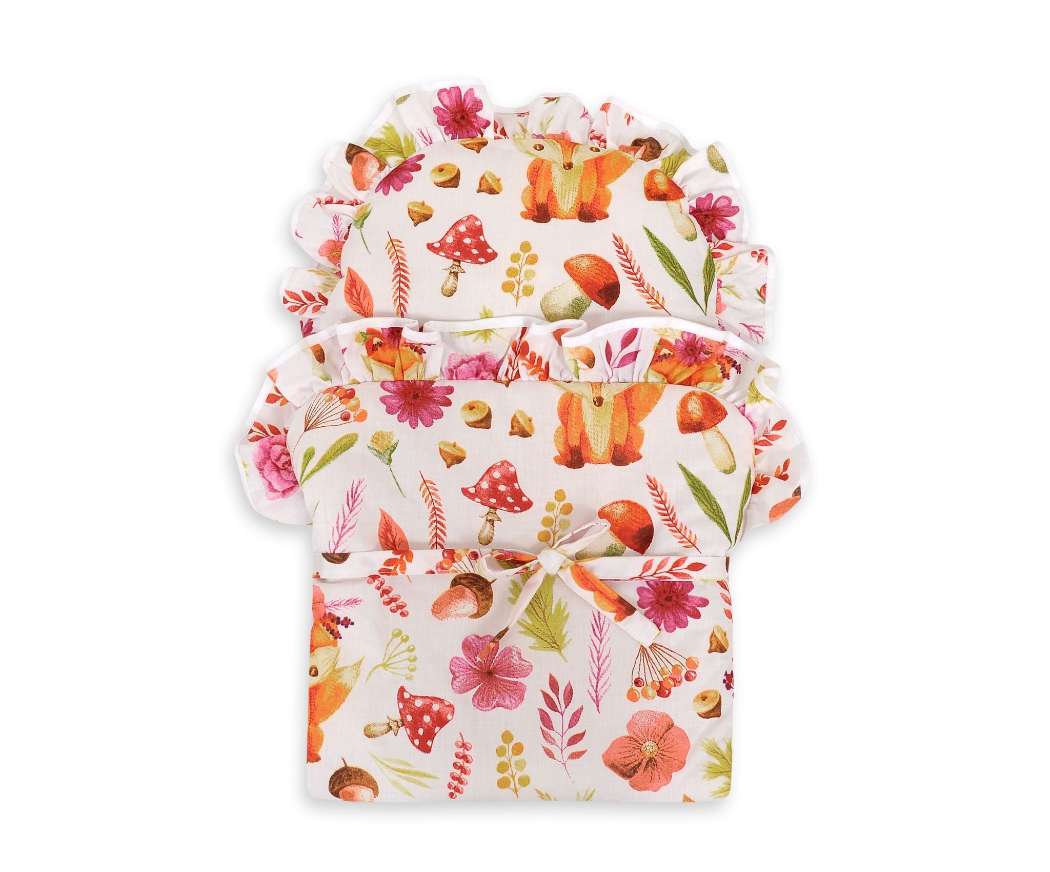 Baby doll swaddling blanket - fox in a wreath