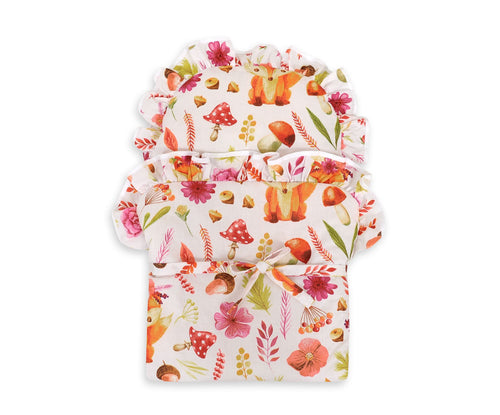 Baby doll swaddling blanket - fox in a wreath
