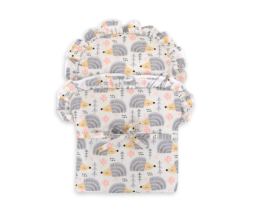 Baby doll swaddling blanket - hedgehogs grey