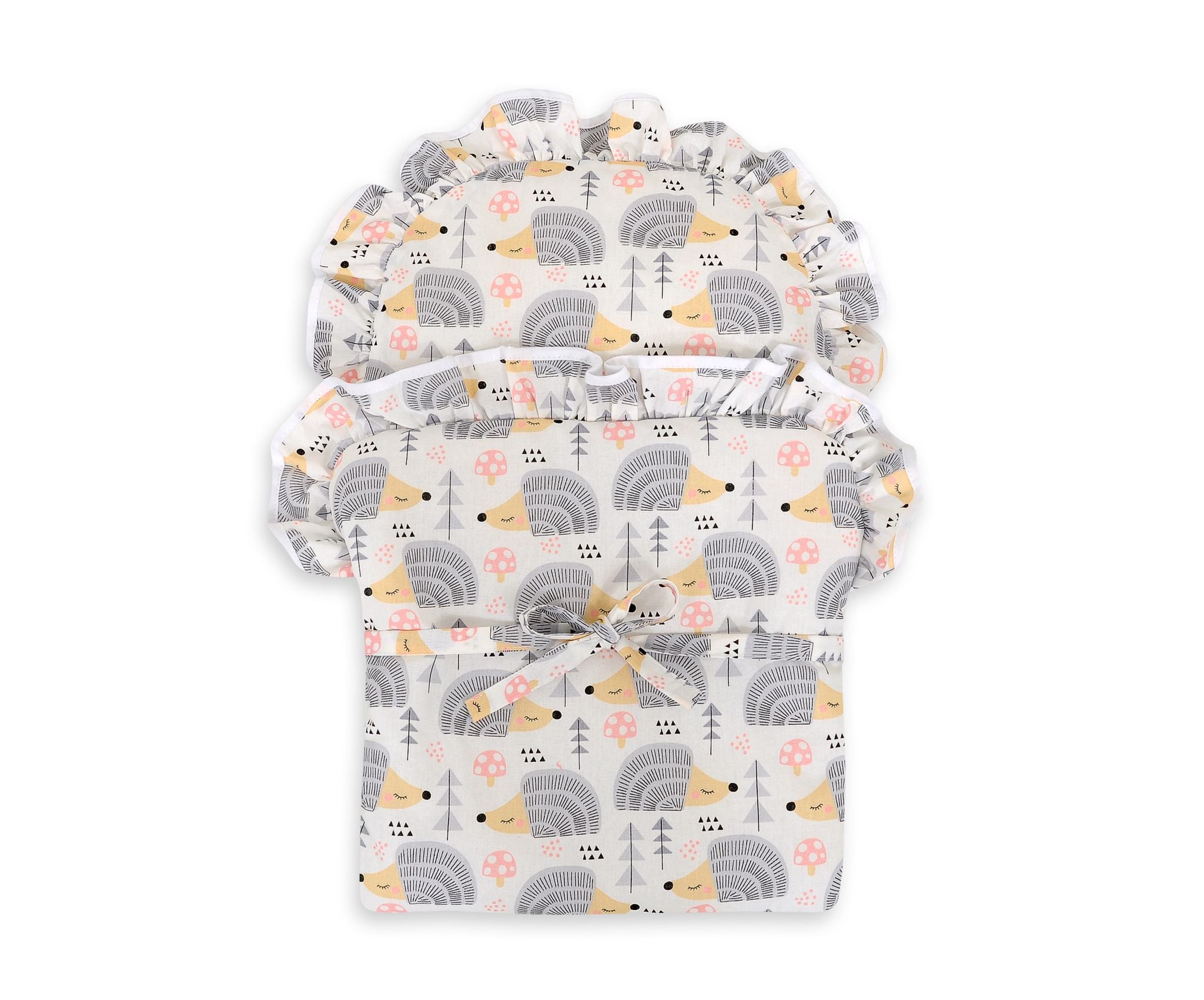 Baby doll swaddling blanket - hedgehogs grey