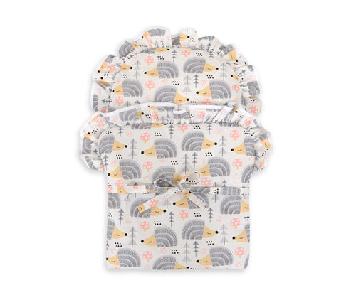 Baby doll swaddling blanket - hedgehogs grey