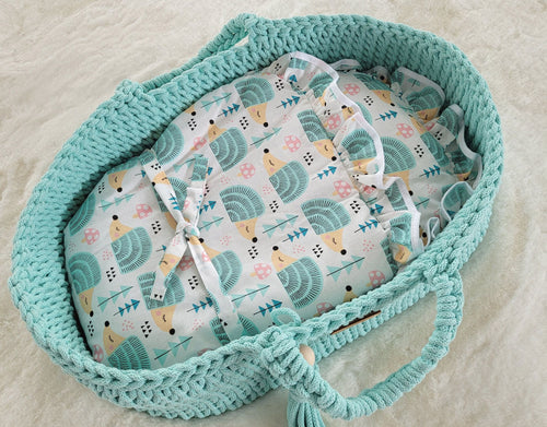 Baby doll swaddling blanket - hedgehogs mint