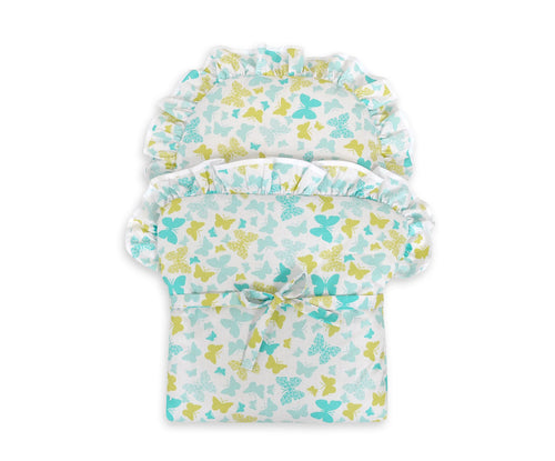 Baby doll swaddling blanket - butterflies mint
