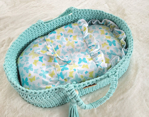Baby doll swaddling blanket - butterflies mint