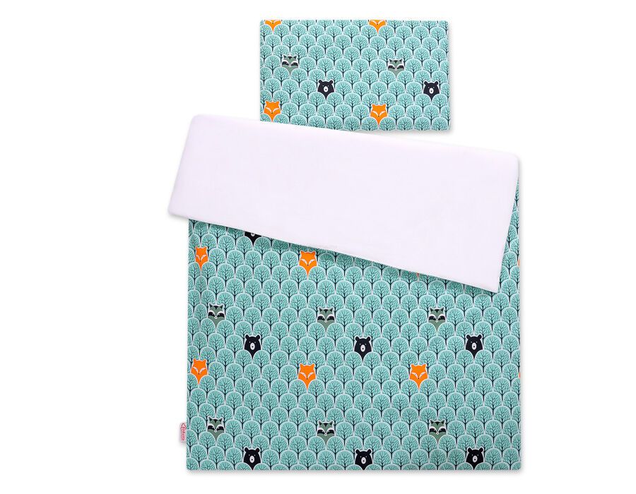 Baby cotton bedding set 2-pcs 120x90 cm- mint forest