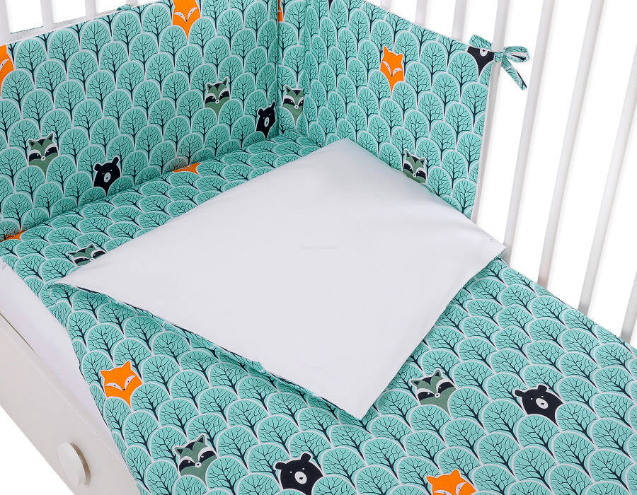 Baby cotton bedding set 2-pcs 135x100 cm- mint forest