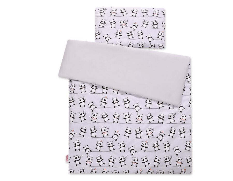 Baby cotton bedding set 2-pcs 120x90 cm - grey panda